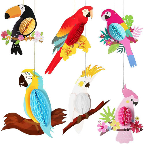 Big Tropical Birds Honeycomb Cutouts Tropical Birds Honeycomb Parrot Hawaiian Summer Beach Bar Luau Party Home Classroom Hanging Decorations(Parrot) Holiday Supplies
