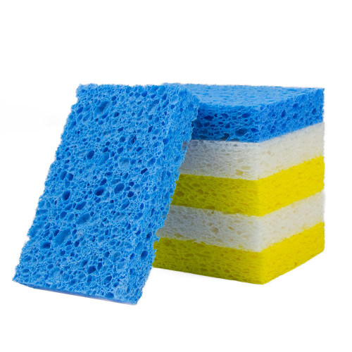 6 Pack Kitchen Sponges, Compressed Cellulose Sponges for Dishes, Scratch Free Scrubber for Bathroom, Rectangular and Reusable Sponges