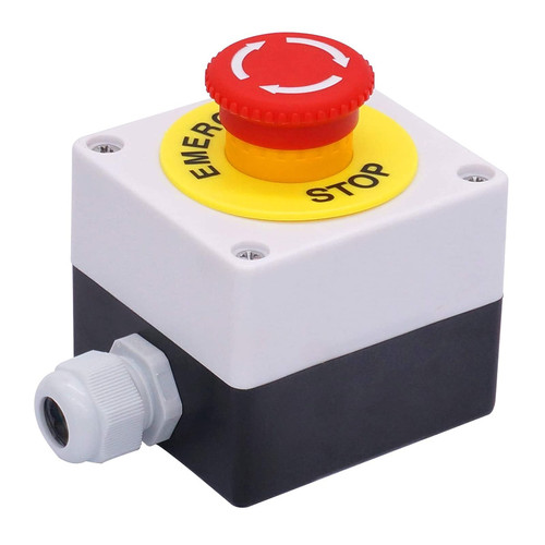FEHAUK 22mm 2 NC Red Sign Mushroom Emergency Stop Push Button Switch Station 10A 440V Stop Switch Box