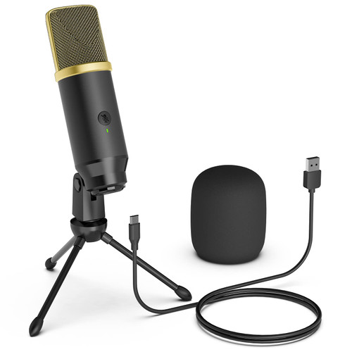 Lavales Condenser Microphone USB Microphone with Tripod for Streaming, Podcast Vocal Recording Gaming Conference Computer Microphone (Gold)