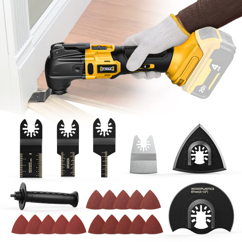 Cordless Oscillating Tool for Dewalt 18V/20V Battery, 6 Variable Speed Brushless-Motor Tool, Oscillating multi tool kit for Cutting Wood Drywall Nails Remove Grout & Sanding(Battery Not Included)