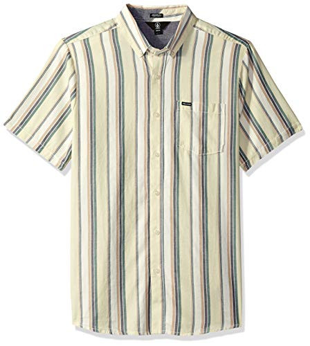 Volcom Men's Mult Toner Button up Vertical Stripe Short Sleeve Shirt