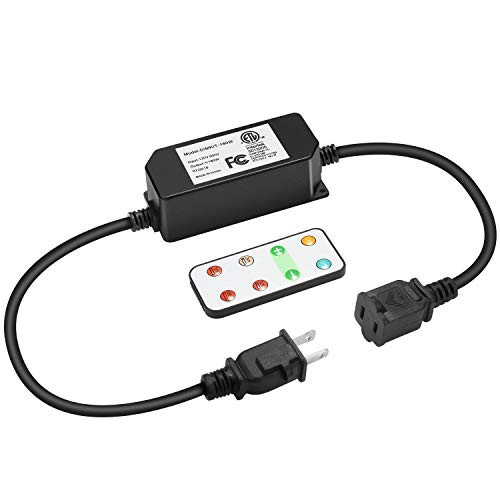 Foxdam Wireless Remote Control Dimmer,Max Power 180W,Outdoor Dimmer for The String Lights,Memory,150Ft Max Range,IP68 Waterproof, Stepless Dimming,Plug in Dimmer Switch(ONLY for LED DIMMABLE Bulb)
