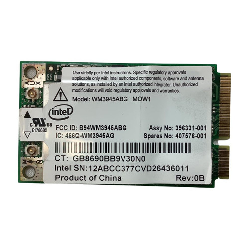 Intel HP Pro Wireless Mini PCIe 3945ABG New 407576-001 802.11a-b-g Rev.0A