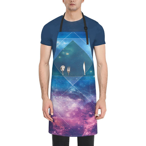 Unisex Bib Apron Galaxy Sky Green Triangle Waterproof Kitchen Cooking Aprons With 2 Pockets