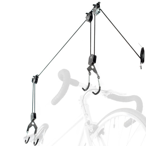 Delta Cycle Bike Storage Hoist for Garage Bicycle Hooks Pulley System - Auto-Locking Ceiling Bike Rack with 50 lb Capacity - Kayak Hoist Straps - Bike Hangers for Garage Ceiling up to 12 Ft