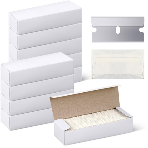 Lasnten 1000 Pcs Single Edge Razor Blades Industrial Scraper Razor Blades Safety Straight Edge Replacement Box Cutter Blades Glass Paint Scraper Razor Blades for Removing Labels, Decals, Stickers Lasnten 1000 Pcs Single Edge Razor Blades Industrial Scraper Razor Blades Safety Straight Edge Replacement Box Cutter Blades Glass Paint Scraper Razor Blades for Removing Labels, Decals, Stickers