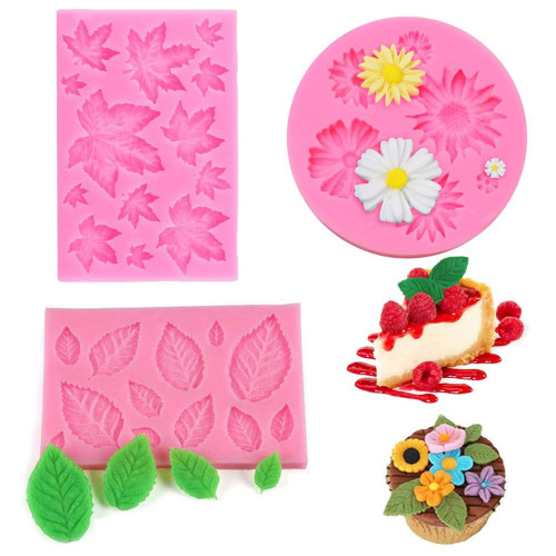 3PCS Leaf molds and Flower molds, Silicone molds, Leaf Silicone Fondant molds,Chocolate molds,Craft molds,for Making Cakes,Bread, Chocolate,Fondant