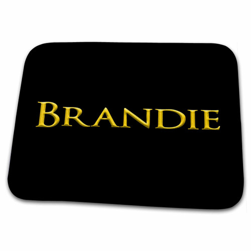 3dRose Brandie favored girl baby name in the USA. Yellow on black... - Dish Drying Mats (ddm-364495-1)