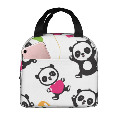 Reusable Lunch Tote Bag Panda Bear New Year Insulated Lunch Bag Durable Cooler Lunch Box