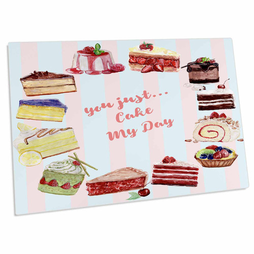 3dRose You Cake My Day - Pastel Stripes Pattern Cakes Wreath... - Desk Pad Place Mats (dpd-275477-1)