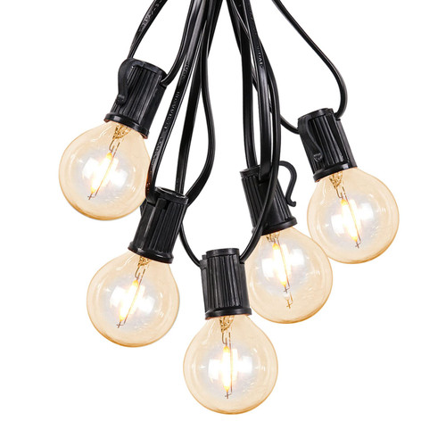 50 Feet Outdoor String Lights Globe Patio Lights with 25 G40 Edison Glass Bulbs Waterproof Hanging Light for Backyard Porch Balcony Party Decor Connectable with Black Cord