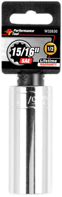 Performance Tool W32630 1/2-Inch Drive 15/16-Inch 12pt Deep Wall Socket