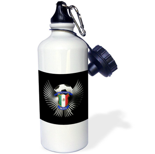3dRose "Mexico soccer ball with crest team football Mexican" Sports Water Bottle, 21 oz, White 3dRose "Mexico soccer ball with crest team football Mexican" Sports Water Bottle, 21 oz, White