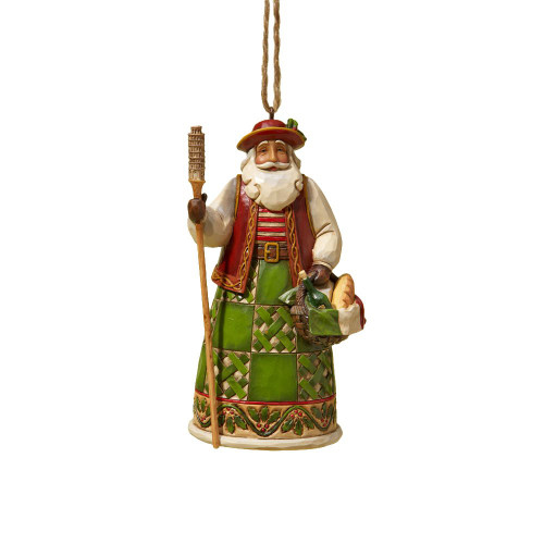 Enesco Jim Shore Heartwood Creek Italian Santa Stone Resin Hanging Ornament, 4.75, Multi Color