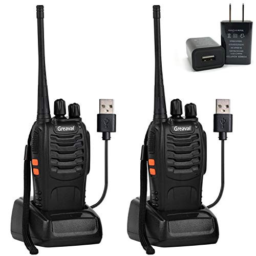 Greaval Rechargeable Long Range Walkie Talkies UHF 400-470MHz 16 Channels FRS/GMRS 2 Way Radio (2 Pack)