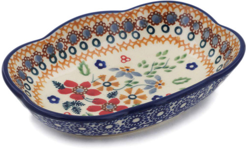 Polish Pottery 5-inch Soap Dish (Summer Bouquet Theme) Signature UNIKAT + Certificate of Authenticity