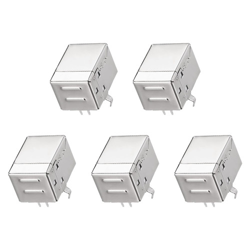 Rebower USB PCB Socket Type-B 4Pin DIP Printer Port 90 Degree Inline Connector Female Jack [for Mini USB Application] - 1.5A / Silver White / 5Pcs