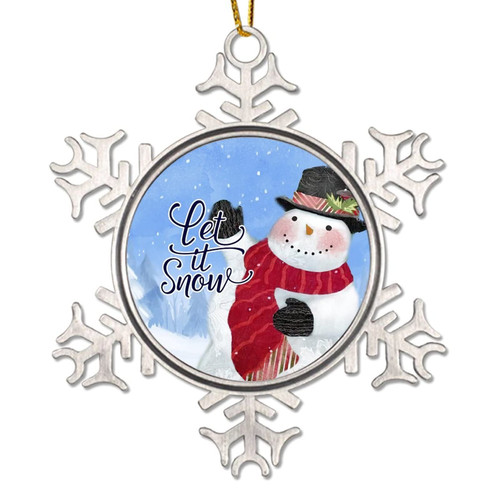Let It Snow Christmas Hanging Ornament Winter Blue Sky Christmas Decorations for Tree Snowman Metal Snowflake Christmas Ornaments Hanging Ornament