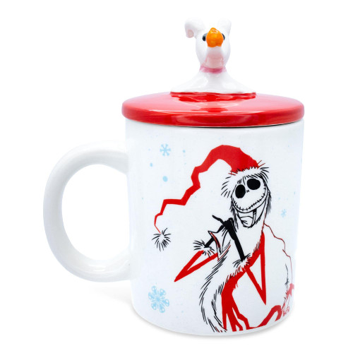 Disney The Nightmare Before Christmas Santa Jack Skellington Ceramic Coffee Mug With Sculpted Lid