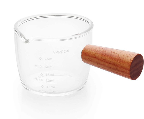 Espresso Shot Glass 75ML Single Spouts Espresso Measuring Cup Accessories with Wood Handle for Barista Milk Coffee Espresso Making (1 Pack) Espresso Shot Glass 75ML Single Spouts Espresso Measuring Cup Accessories with Wood Handle for Barista Milk Coffee Espresso Making (1 Pack)