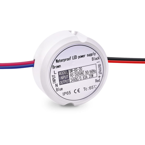 Lustaled LED Power Supply 24V - 20W IP65 Waterproof DC 24V LED Driver Transformer 110V AC to 24V DC Constant Voltage Converter for LED Strips, LED Tape, CCTV Camera, LED Light Bulbs (1-Pack)
