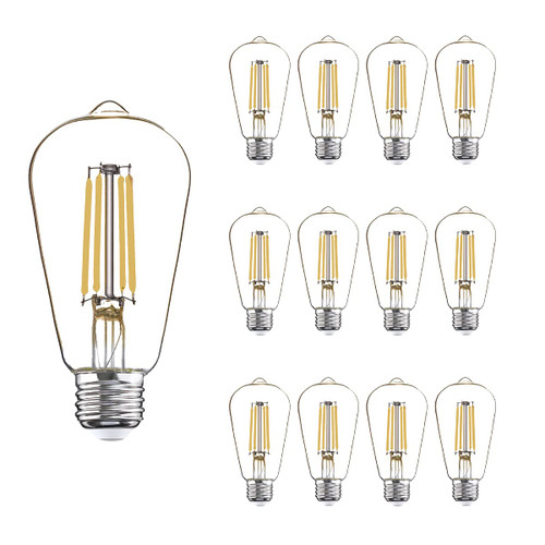 12 Pack LED Edison Bulbs 40W Equivalent,4 Watt Filament 4000K Daylight White ST19 Light Bulb,450LM E26 Vintage LED Bulbs for Ceiling Light Fixtures, Non-dim