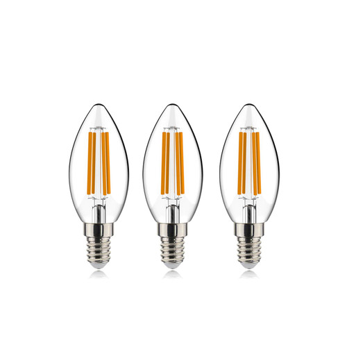 helloify B11 Dimmable Vintage LED Edison Candelabra Bulb, 60W Equivalent, High Brightness, Warm White 2700K, Clear Glass, Candles/Chandelier Style, E12 Screw Base, 3 Pack