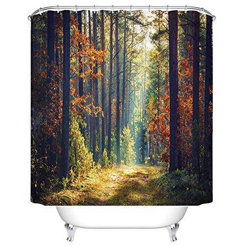 BEEBEE Woods Forest Shower Curtain for Bathroom Shower Curtain Set with Hooks Bathroom Polyester Fabric 72 x 72 INCHES BEEBEE Woods Forest Shower Curtain for Bathroom Shower Curtain Set with Hooks Bathroom Polyester Fabric 72 x 72 INCHES