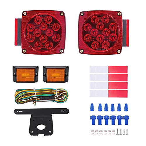 Submersible Trailer Light Kit Square Waterproof 12V for Boat,Heavy Duty Led Trailer Lights