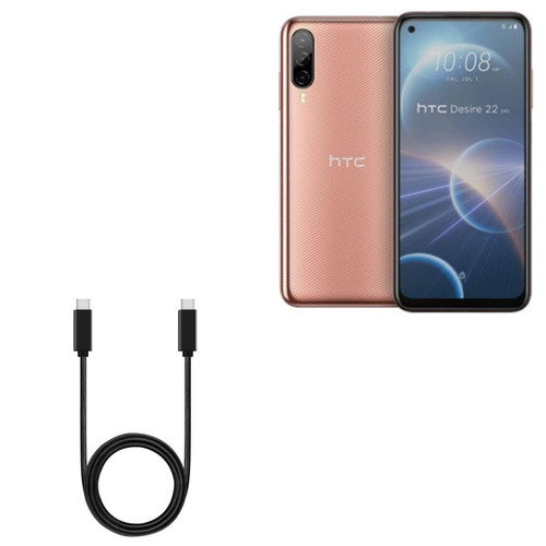 BoxWave Cable Compatible with HTC Desire 22 Pro - DirectSync PD Cable (3ft) - USB-C to USB-C (100W), Type C Braided 3ft Charge and Sync Cable for HTC Desire 22 Pro - Jet Black