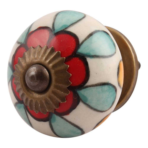 IndianShelf 4 Pack Farmhouse Drawer Pulls Knobs|Flower Hardware Pulls for Cabinets Drawers|Multicolor Modern Knobs|Ceramic Cabinet Knobs Farmhouse Style|Drawer Knobs Vintage|Dresser Knobs for Nursery