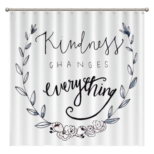 Rimego Shower Curtains with Motivational Quote Kindness Changes Everything Waterproof Shower Curtain for Bathtub Home Bathroom, 12 Hooks, Retro, 72 in