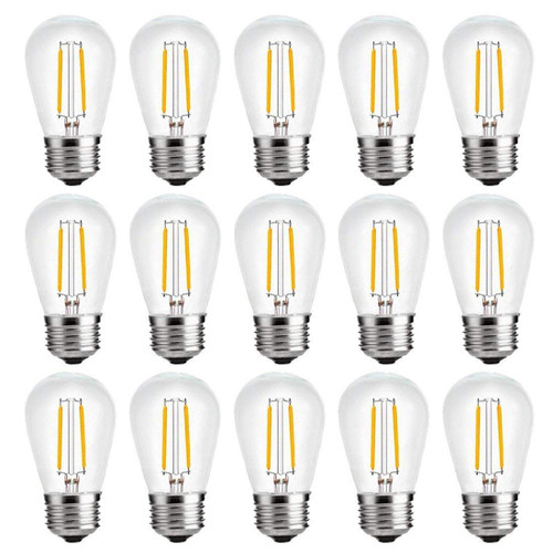 YiLighting E26 Edison S14 2W LED Dimmable LED Plastic Light Bulbs for Outdoor String Lights Replacement Bulbs Shatterproof Warm White(2W LED Bulbs) (15)