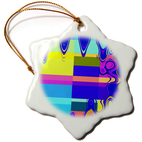 3dRose Beverly Turner Abstract Design - Abstract in Yellow and Blue - Ornaments (orn-29601-1)