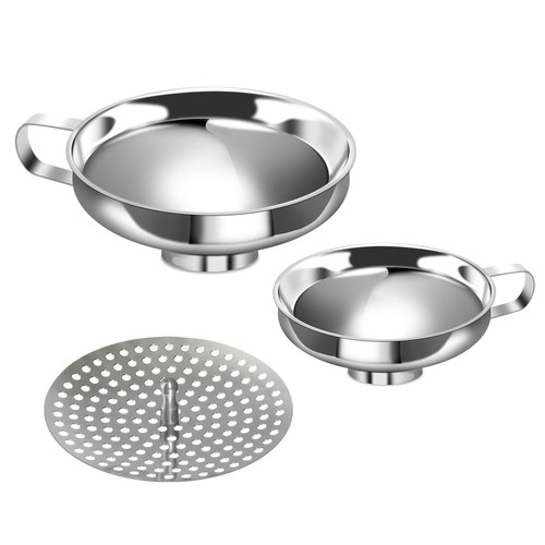 Canning Funnel for Kitchen Use, Wide Mouth Funnel for Mason Jars, Funnels for Filling Bottles, Canning Supplies Kit Food Funnel Set Stainless Steel, 2 Pack (Small and Large) Canning Funnel for Kitchen Use, Wide Mouth Funnel for Mason Jars, Funnels for Filling Bottles, Canning Supplies Kit Food Funnel Set Stainless Steel, 2 Pack (Small and Large)