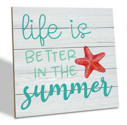 Summer Wood Sign, Life is Better in the Summer, Wood Plaque Table Art Sign, Rustic Tabletop Decor, Beach Summer Sign, Farmhouse Summer Decor for Shelf, Summer Lover Home Decor, Beach House Decor