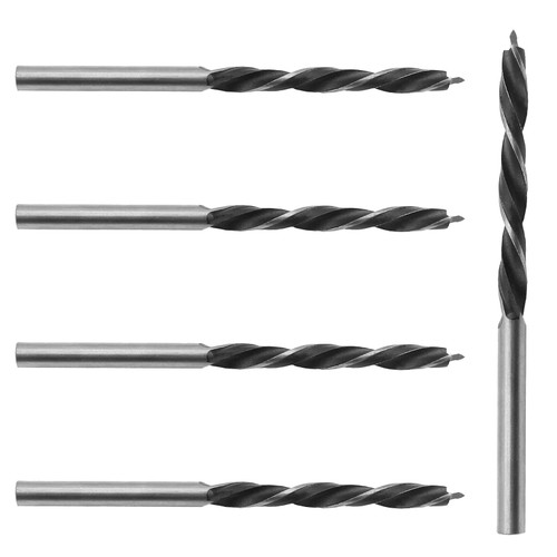 Bivethoi 5pcs 5mm Drill Bit Brad Point Drill Bits for Woodworking, Wood Drill Bits High Carbon Steel Drilling Tool, Metric Drill Bits for Softwood Hardwood Plywood Acrylic Plastic