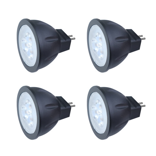 Cheopha MR11 LED Bulb 12V GU4 LED Bulb 20W-35W Halogen Light Bulb Replacement 3W Gu4.0 Base Low Voltage Spotlight for Indoor Outdoor Lighting Black Die-cast Aluminum Warm White Non-dimmable Pack of 4
