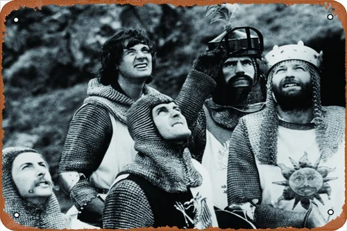 Monty Python and the Holy Grail, 1975 movie poster Vintage Tin Signs Retro Metal Signs Metal Artwork Wall Art Man Cave Bedroom House Home Living Room Decor Decorations Gifts 8x12 Inch