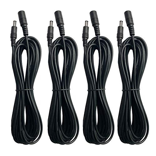 DC 12V Power Extension Cord Cable 15ft (5m) 2.1mm x 5.5mm Power Adapter Supply Extension Cable for CCTV Security Cameras IP Camera DVR Standalone, LED Light Strip, Baby Monitor, Router (4 Pack)