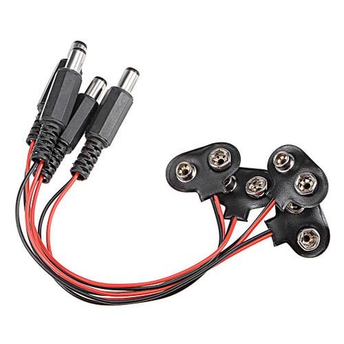 uxcell 4pcs DC 9V Battery Clip T-Type Soft Buckle w DC Connector Lead Wire 15cm Long