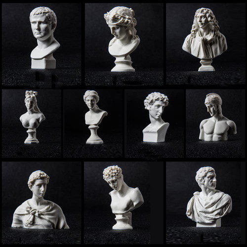 Mini Figurine Set Greek Bust Statue and Sculptures, Small Aesthetic Goddess Statue for Shelves Mythology Home Decor, David Venus George Sculpture Crafts (10pcs/Set)