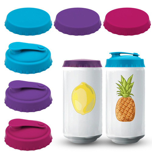 6pcs Silicone Can Lids, 2 Styles Reusable Soda Can Lid BPA-Free Silicone Can Stopper Fit for Standard Size Can Lid Covers for Soda Beer Juice Coke (3 Colors)