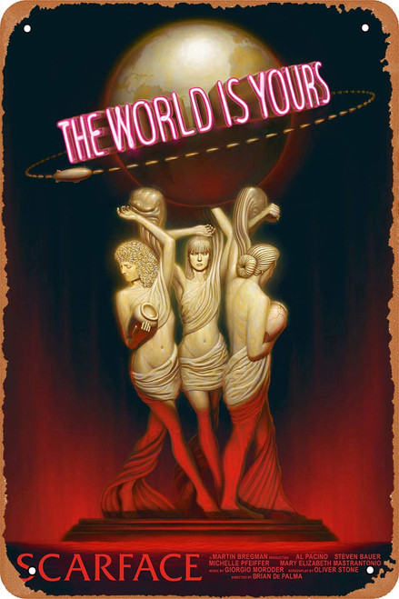 QLANQINS Scarface Movie Poster Retro Metal Sign for Cafe Bar Office Home Wall Decor Vintage Tin Sign 12 X 8 inch