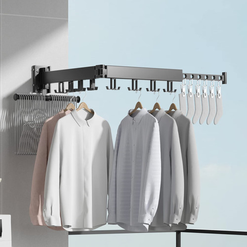 BAICIWE Wall Mounted Clothes Drying Rack, Retractable Laundry Drying Rack, Clothes Drying Rack Folding Indoor, Space Saver, Drying Rack Clothing for Balcony, Laundry, Bathroom, Patio(Bi-Fold) BAICIWE Wall Mounted Clothes Drying Rack, Retractable Laundry Drying Rack, Clothes Drying Rack Folding Indoor, Space Saver, Drying Rack Clothing for Balcony, Laundry, Bathroom, Patio(Bi-Fold)