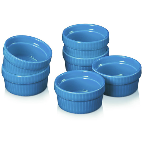Small Sauce Cups, Vidalenta Mini Ramekin 1.5 oz Dipping Sauce Cup, Porcelain Souffle Dish Tiny ramekins Round Condiment Cups Dip Bowl Small Bowls for charcuterie board, Microwave & Oven Safe, Blue