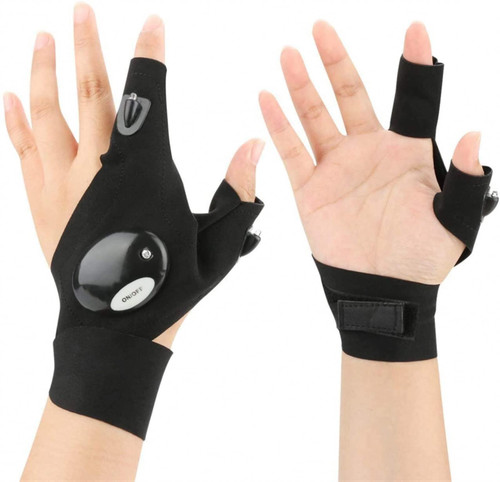 ZHIERPLUS Multi-Functional Lighting Gloves, Outdoor Fingerless Gloves Led Flashlight Torch Cover Survival Camping Hiking Cycling Rescue Tool Gloves (Color : R)