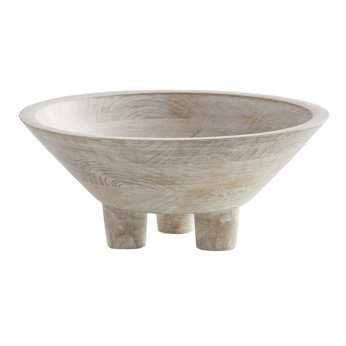 47th & Main Smooth Footed Mango Wood Bowl, Large, Whitewash