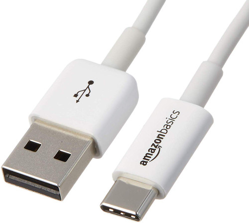 Amazon Basics USB Type-C to USB-A 2.0 Male Charger Cable, 6 Feet (1.8 Meters), White, Laptop